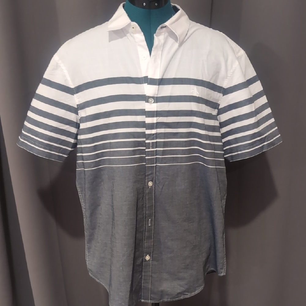 Original Penguin Heritage Slim Fit Men's Grey and White Gradient Shirt